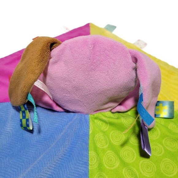 Taggies Baby Lovey Bunny Rabbit Patchkin Pals Security Blanket Plush Toy 14x14 - Picture 8 of 13